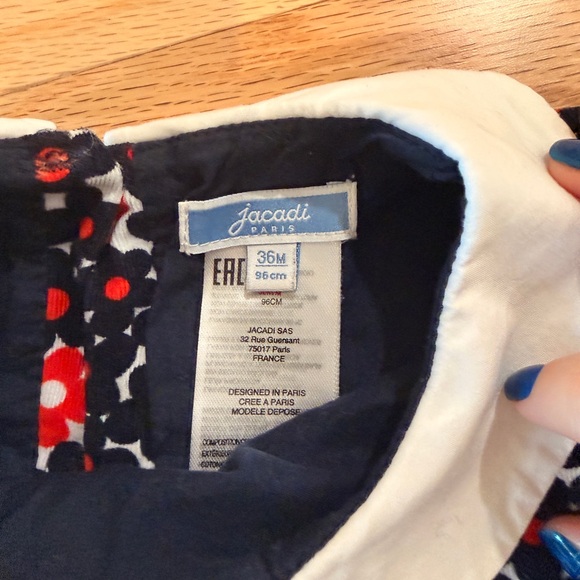 Jacadi Navy and Red Floral Dress 36M - Picture 3 of 4